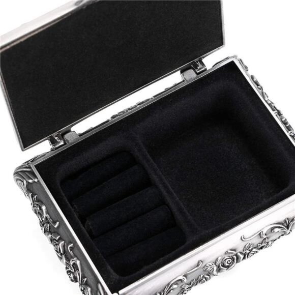 Vintage Metal Jewelry Box Small Trinket Jewelry Storage box for Rings Earrings - Picture 5 of 8